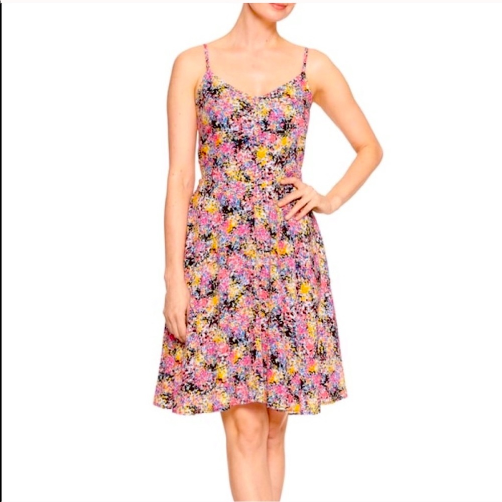 💚Neon floral fit and flare dress💚
